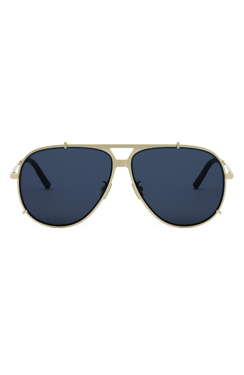 DIOR 'DiorBlackSuit A3U 59mm Pilot Sunglasses, Main, color, Shiny Gold / Blue