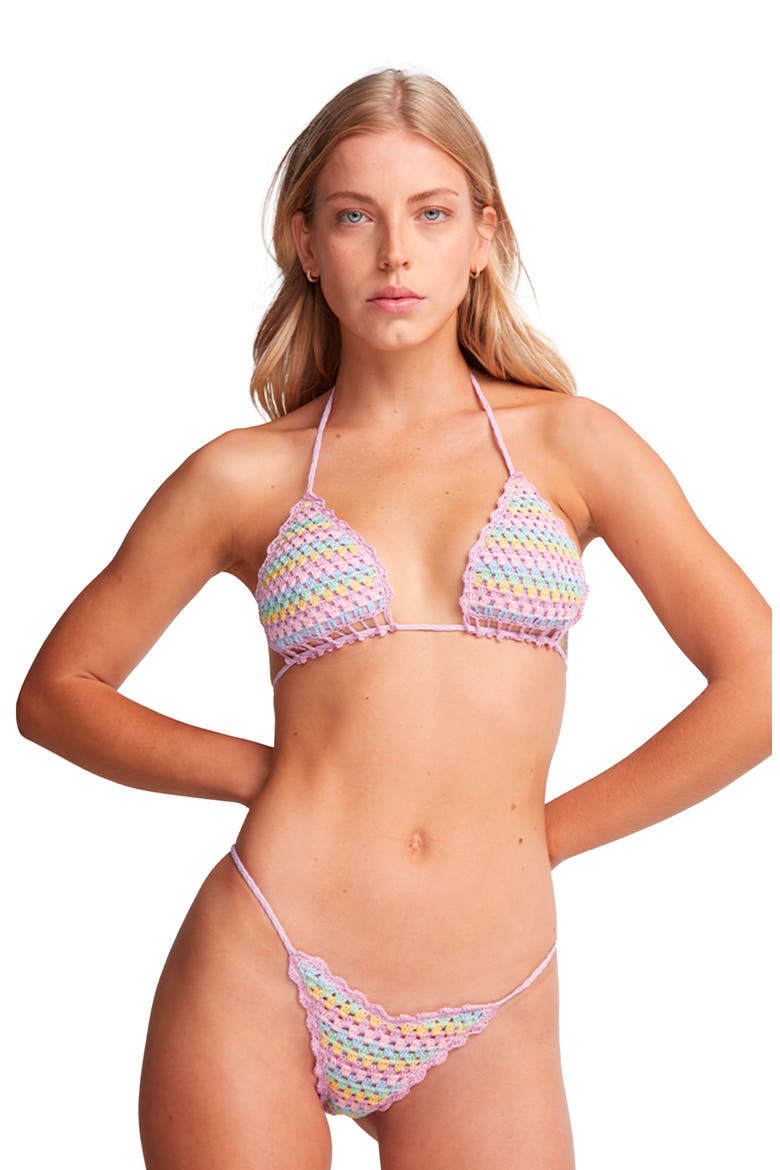 Beatriz Crochet Bikini Top, Alternate, color, PURPLE