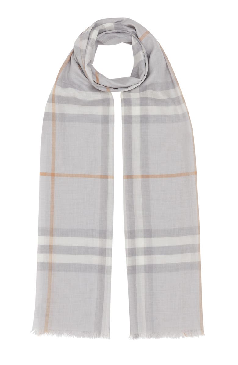 Burberry Check Wool & Silk Scarf, Alternate, color, 