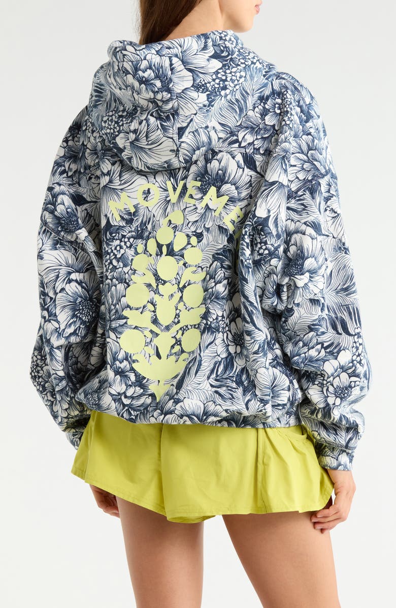 Free People Final Call Print Hoodie, Alternate, color, Wild Side Navy Combo