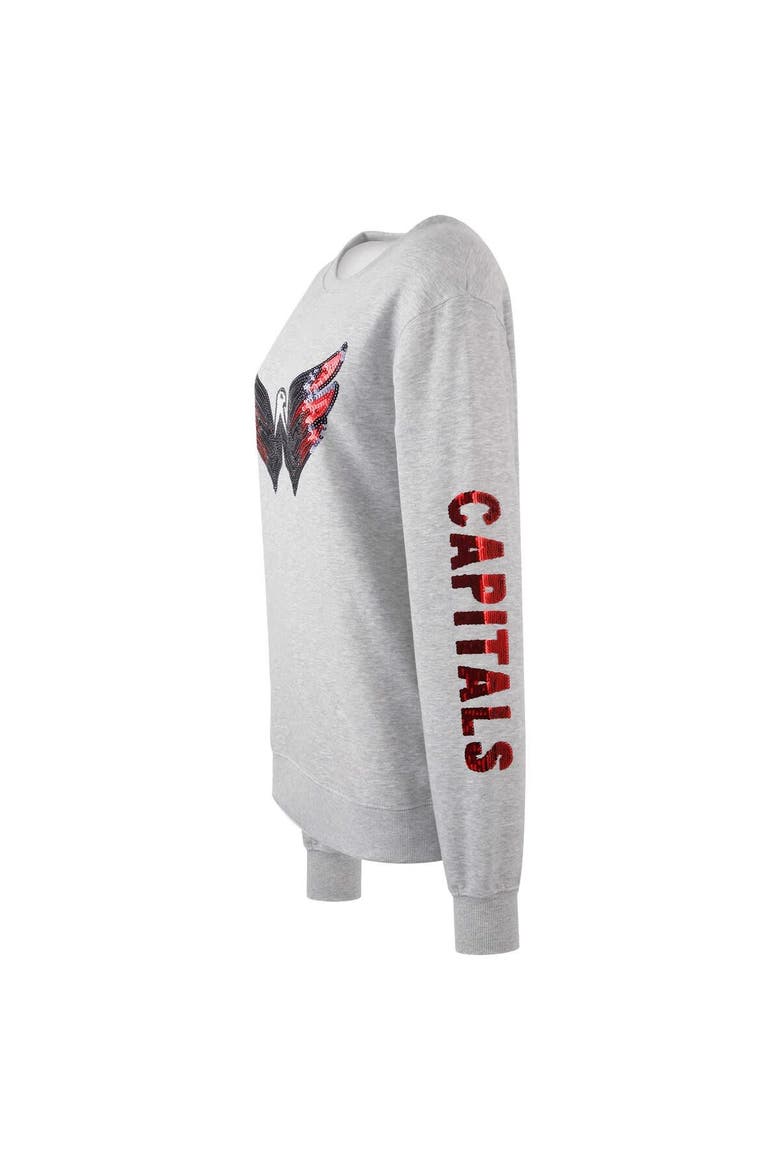 Women's Cuce Heather Gray Washington Capitals Sequin Pullover Sweatshirt, Alternate, color, Heather Gray