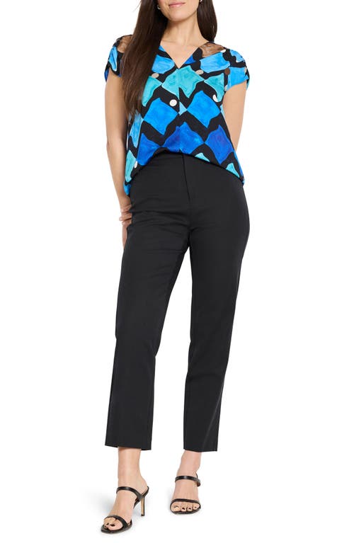 Nic + Zoe Nic+zoe Sea Glass Print Top In Blue Multi