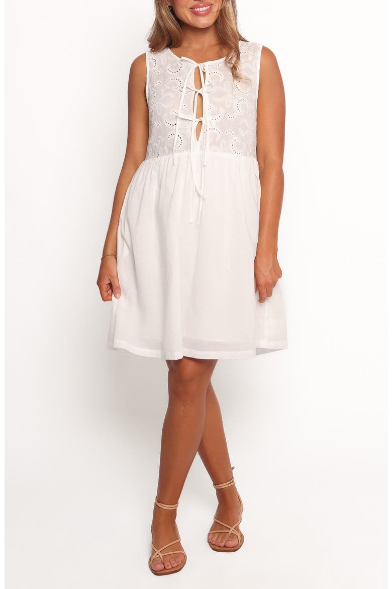 Nyssa Embroidered Sleeveless Cotton Sundress, Main, color, WHITE
