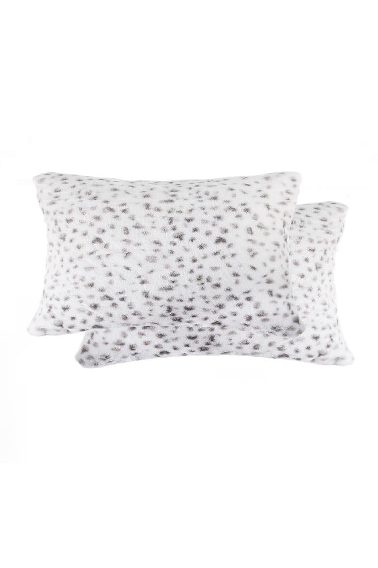 Faux Fur Faux Fur Lumbar Throw Pillow - 50"x60" - Snow Leopard - Pack of 2, Main, color, SNOW LEOPARD