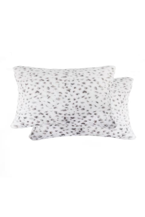 Luxe Faux Fur Faux Fur Lumbar Throw Pillow - 50"x60" - Snow Leopard - Pack of 2