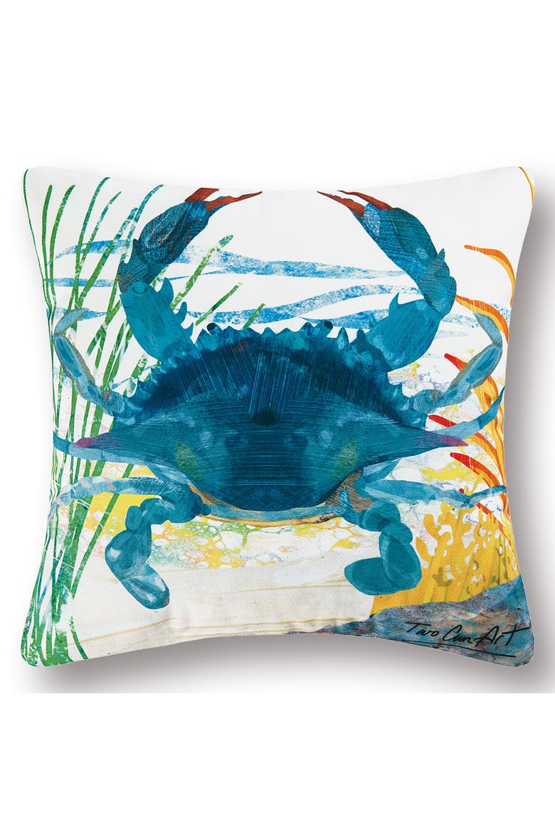 Blue Crab HD Printed Indoor/Outdoor Accent Throw Pillow 18" x 18", Main, color, Blue
