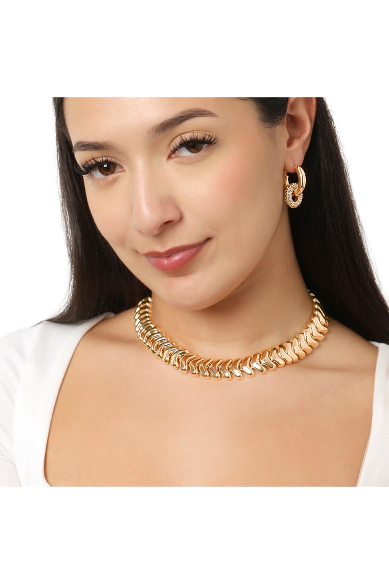 Chunky Gold-Tone Chevron Chain Necklace - 15 + 3.5'', Alternate, color, Gold Tone