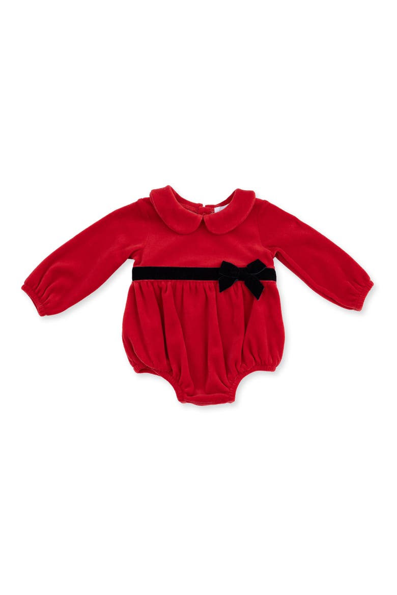 Velour Bubble Romper, Main, color, RED