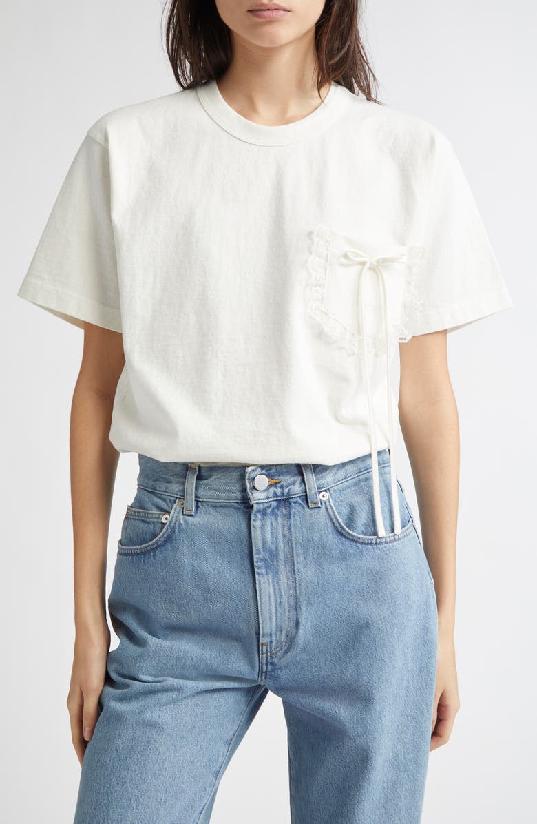 Tanner Fletcher Gender Inclusive Stuart Lace Pocket T-Shirt, Main, color, Ivory