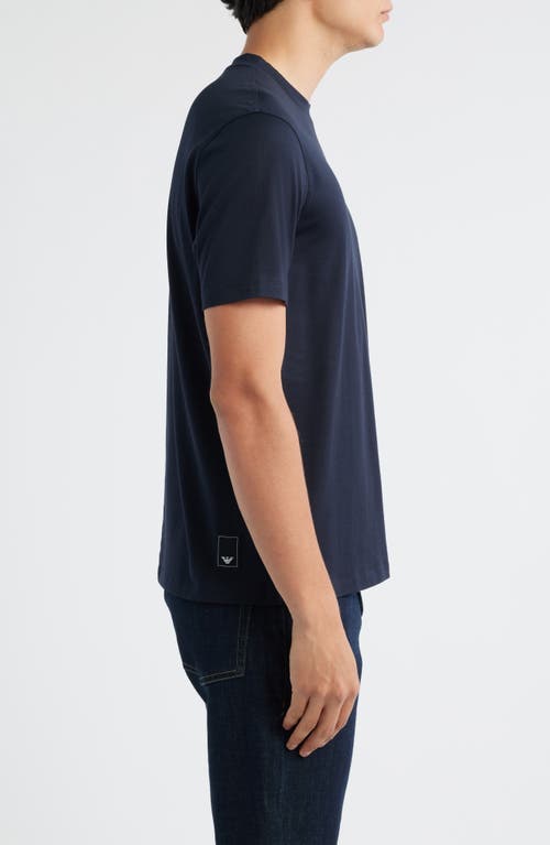 Emporio Armani Logo-embroidered Crew-neck T-shirt In Blue