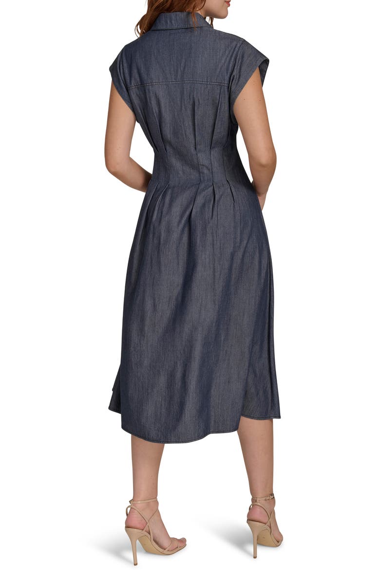 Cap Sleeve Fit-and-Flare Midi Dress, Alternate, color, DARK WASH