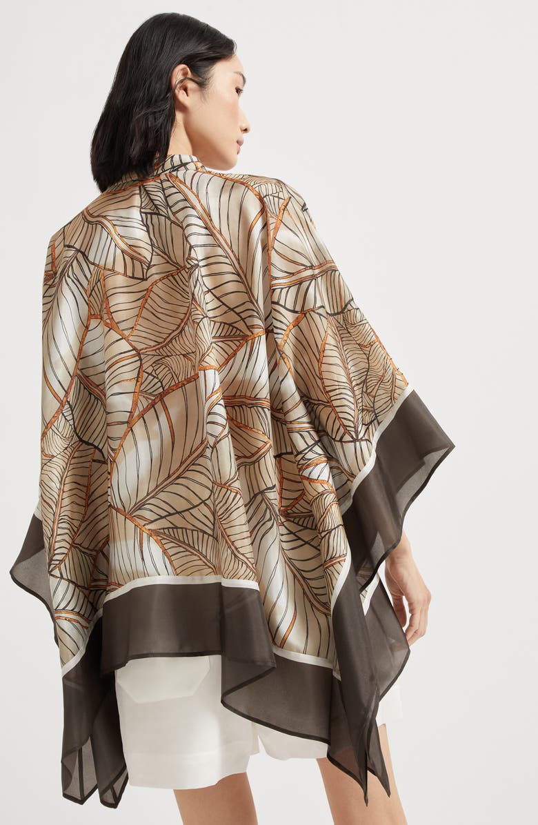 Brunello Cucinelli Papyrus print poncho, Alternate, color, 