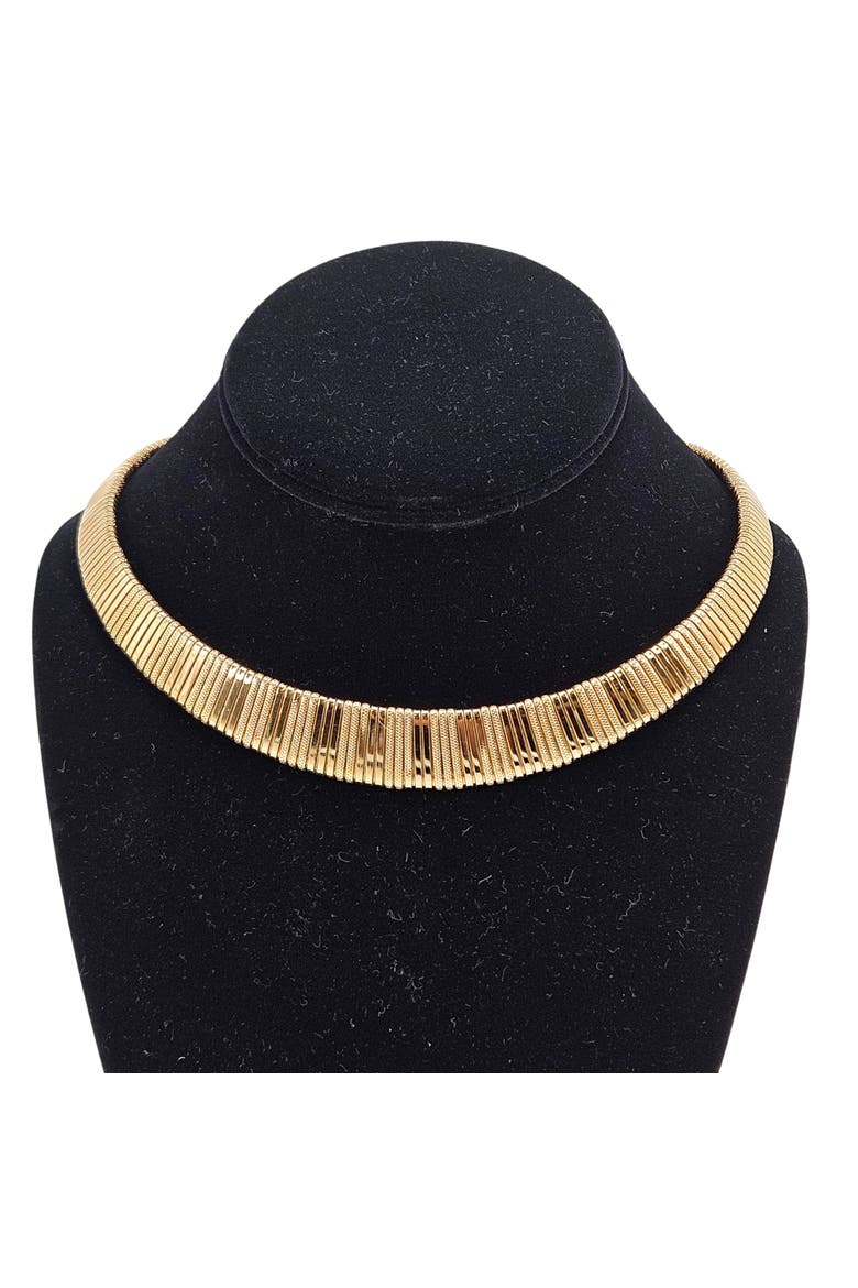 Vintage 1970 Gold Textured Omega Collar Necklace, Alternate, color, gold