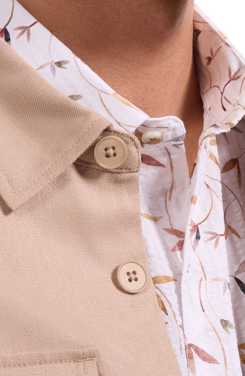 Bugatchi Aerolinen Linen Blend Shirt Jacket, Alternate, color, Desert