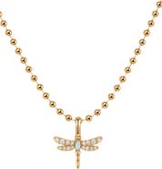 MADE BY MARY Opal Dragonfly Bead Chain Necklace