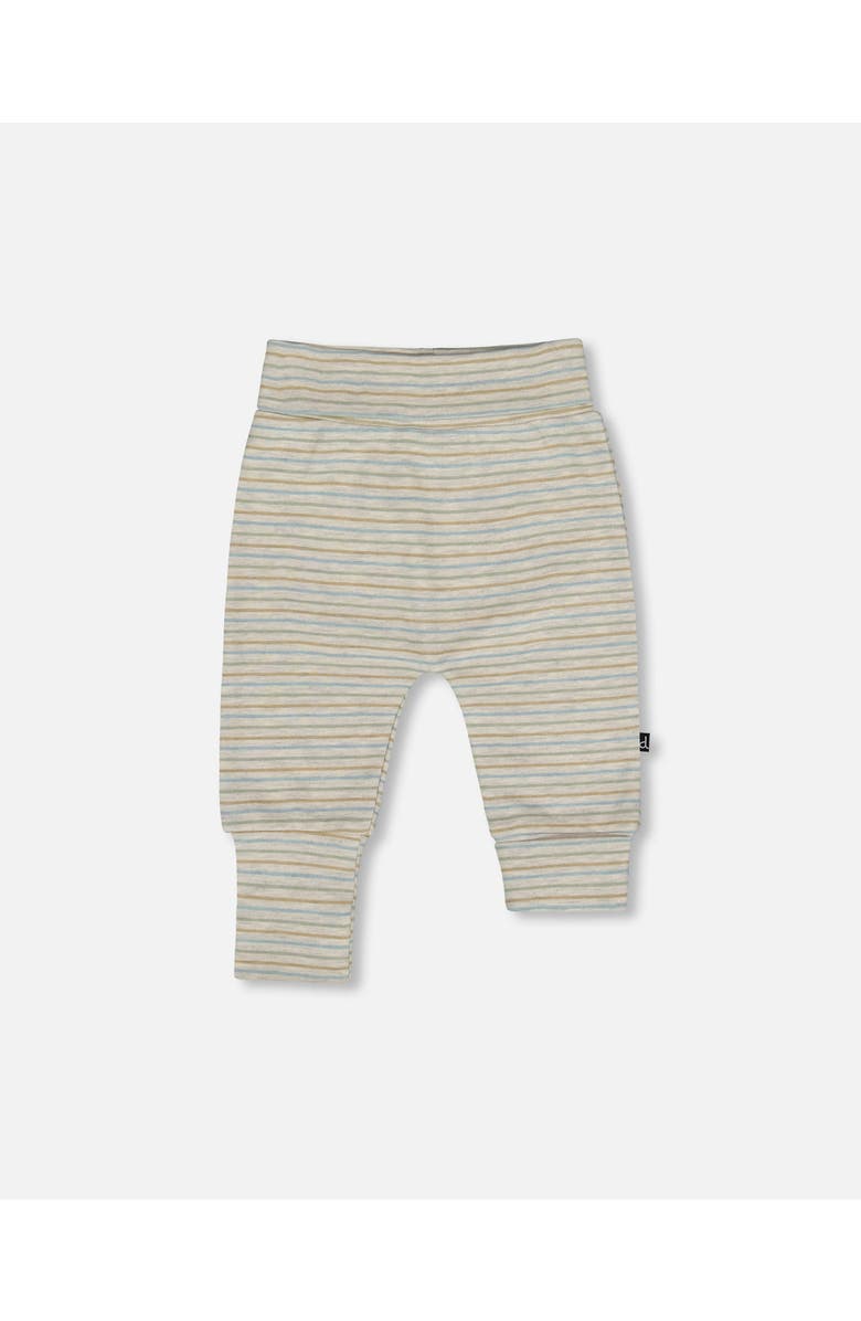 Deux par Deux Organic Cotton Evolutive Pants Striped Heather, Main, color, Heather Beige Gray