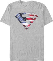 SUPERMAN Mens Superman S Shield Patriotic Logo T Shirt