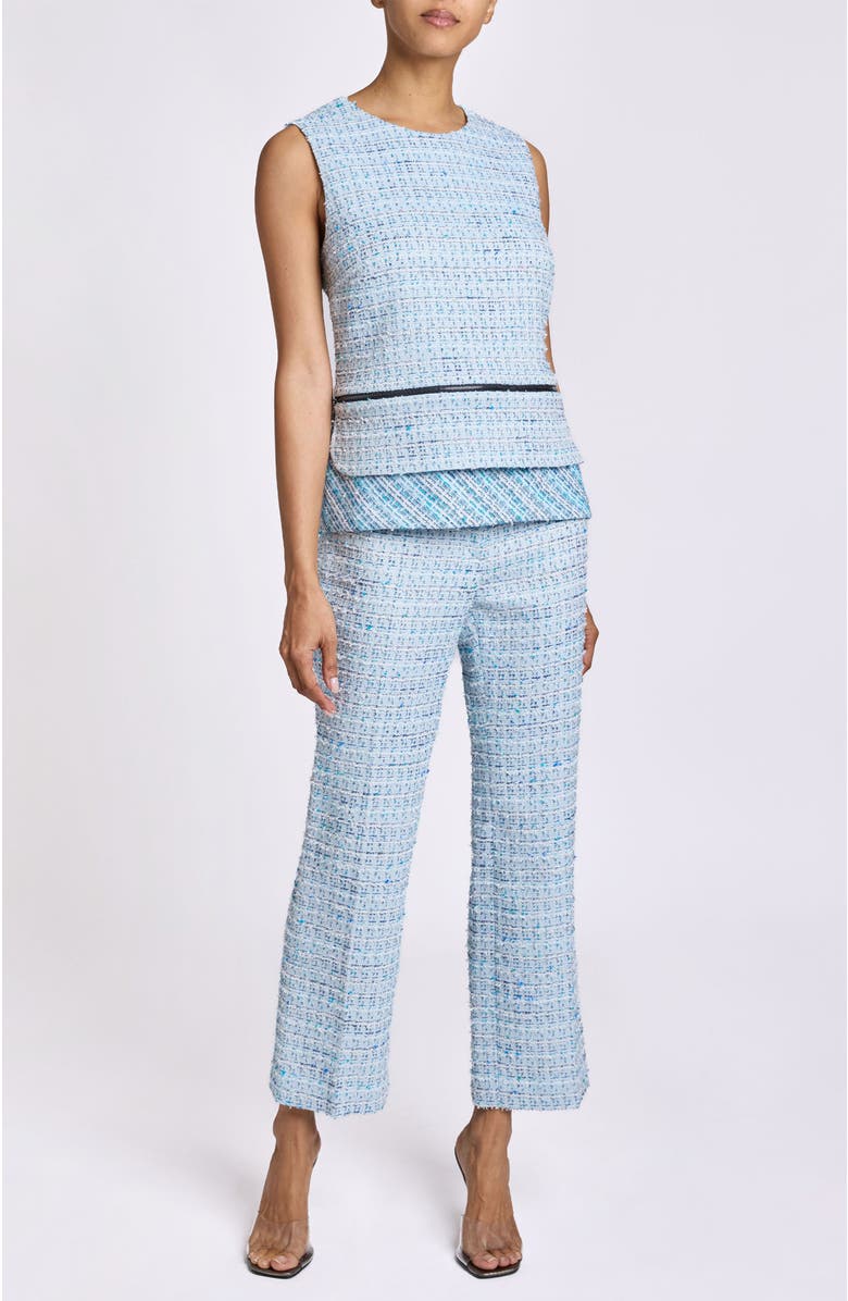 Santorelli CATERINA Sleeveless Top with Zipper Detail in Modern Tweed, Alternate, color, Aquamarine