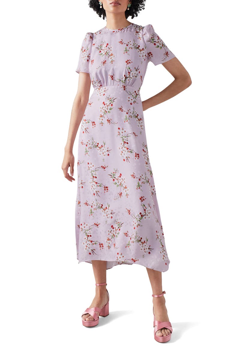 Boyd Cherry Blossom Silk Midi Dress, Main, color, MUL-PURPLE