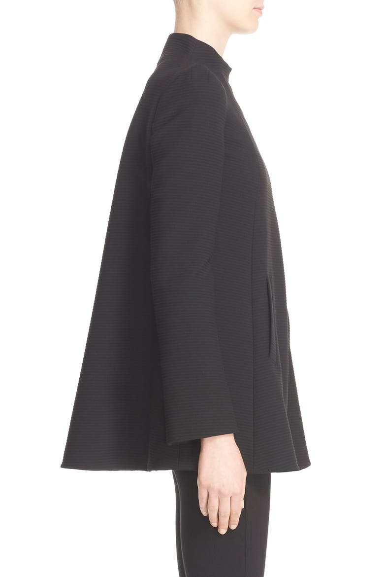 Stretch Ottoman Trapeze Coat, Alternate, color, BLACK