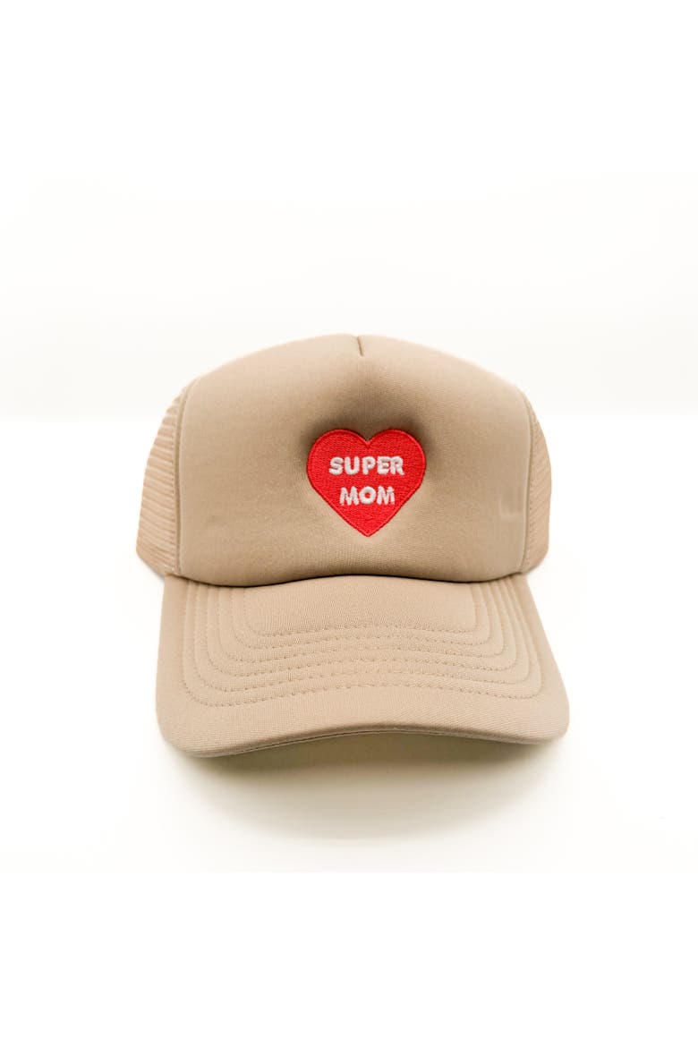 Super Mom Trucker Hat, Main, color, Khaki