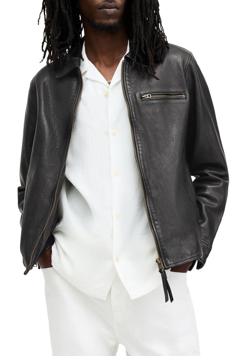 Miller Lambskin Leather Biker Jacket, Main, color, BLACK