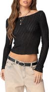 EDIKTED Textured Long Sleeve Boat Neck Shirt