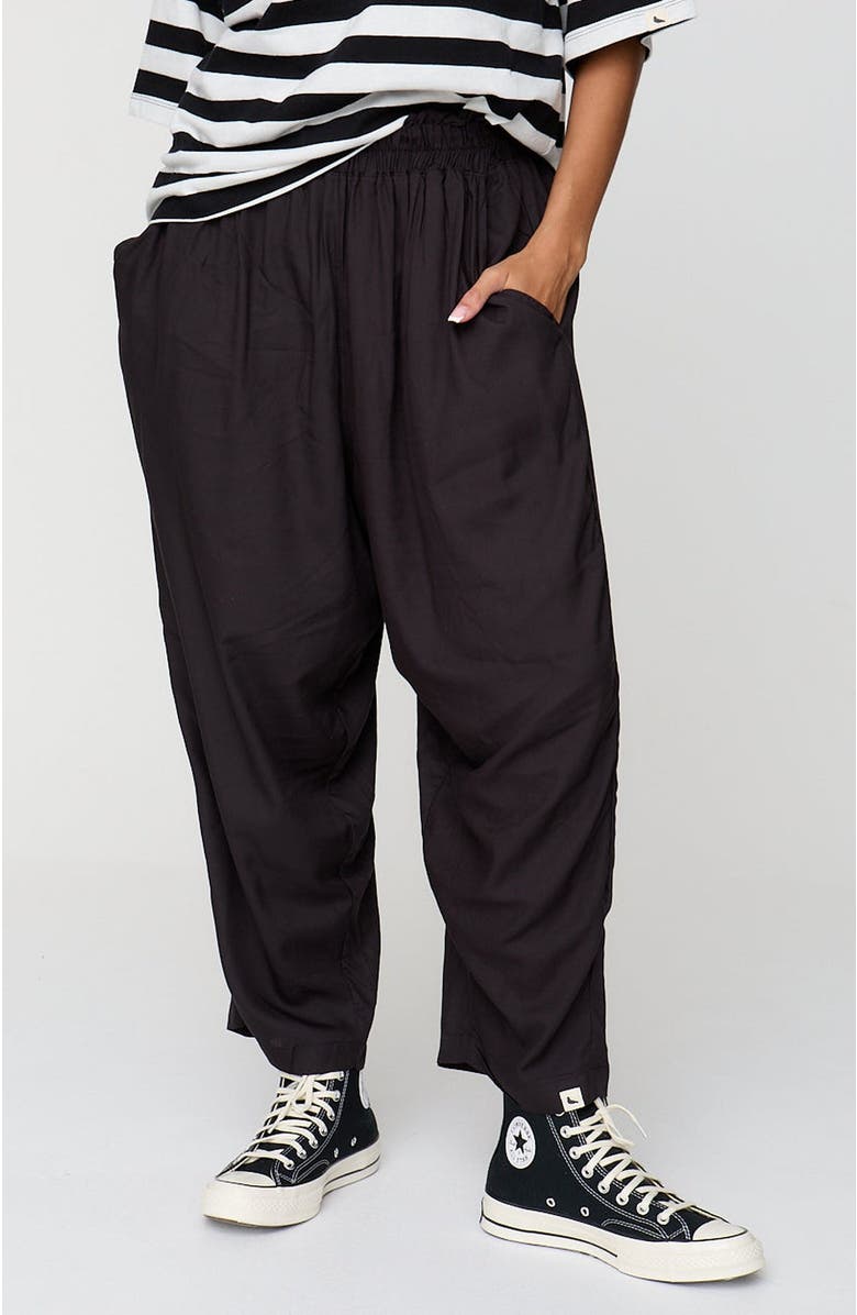 Turtledove London Organic Cotton Drape Trousers, Main, color, Black