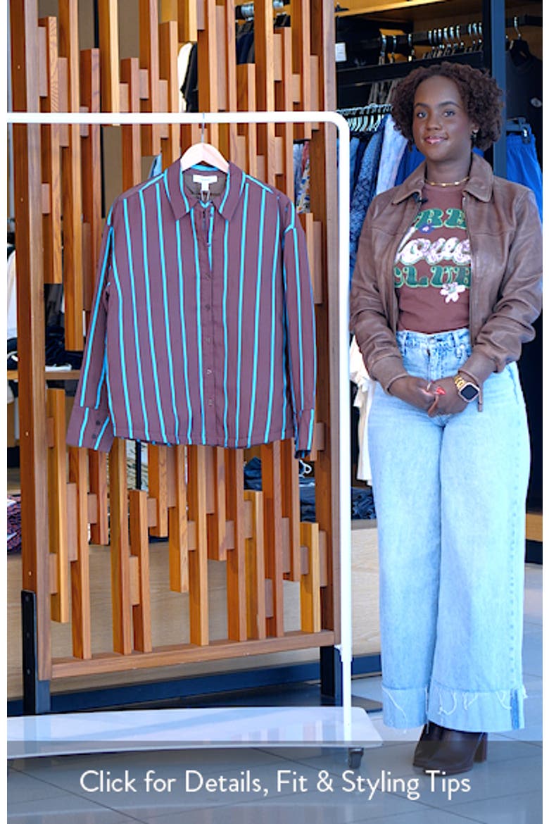 Oversize Stripe Quilted Button-Up Shirt video