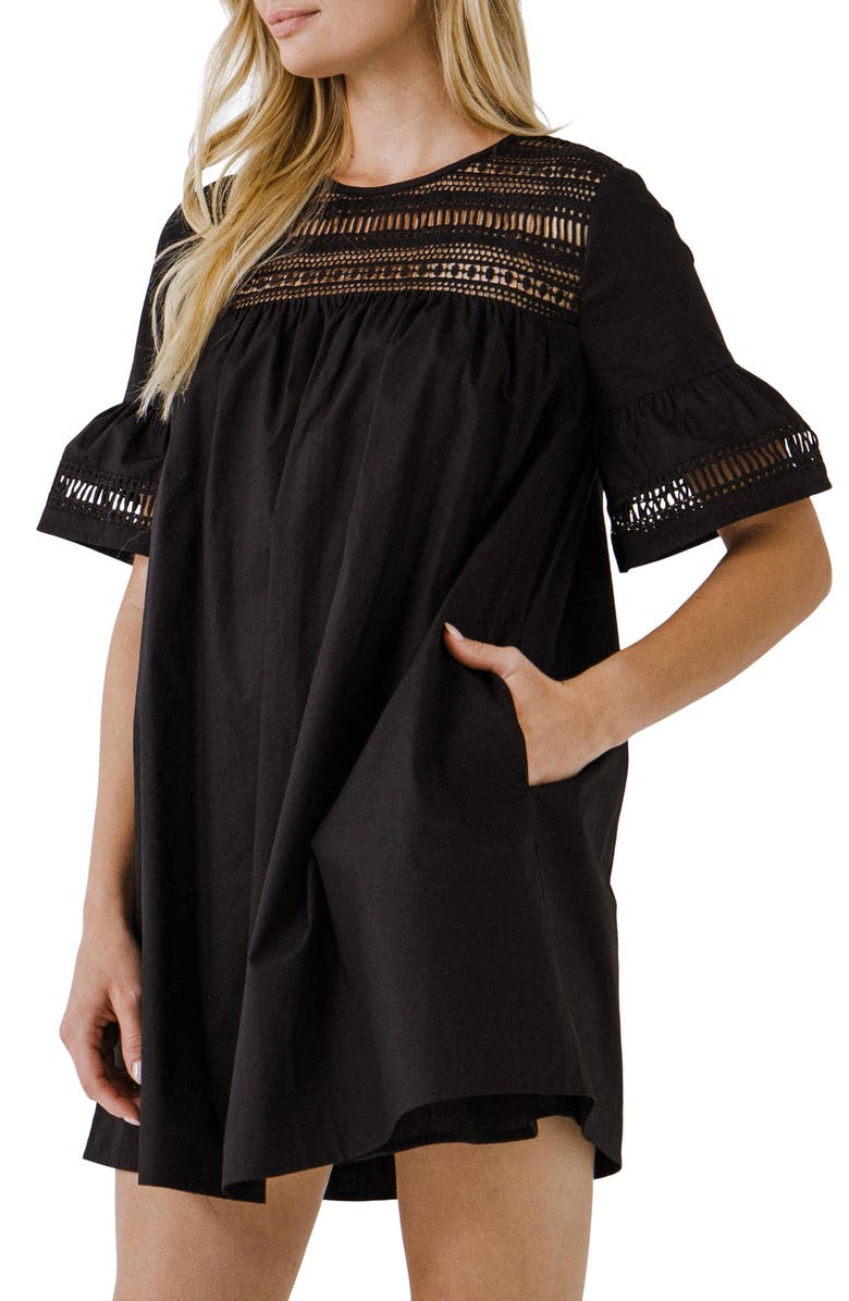 English Factory Lace Trim Shift Dress, Alternate, color,