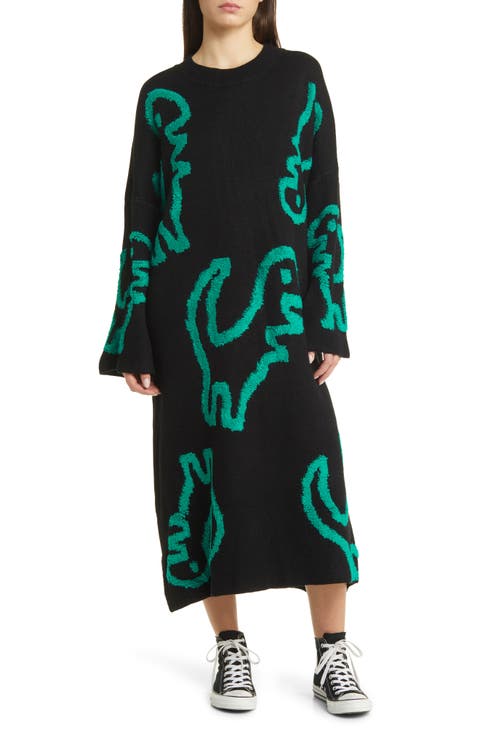 Rawr Means I Love You Long Sleeve Oversize Sweater Dress