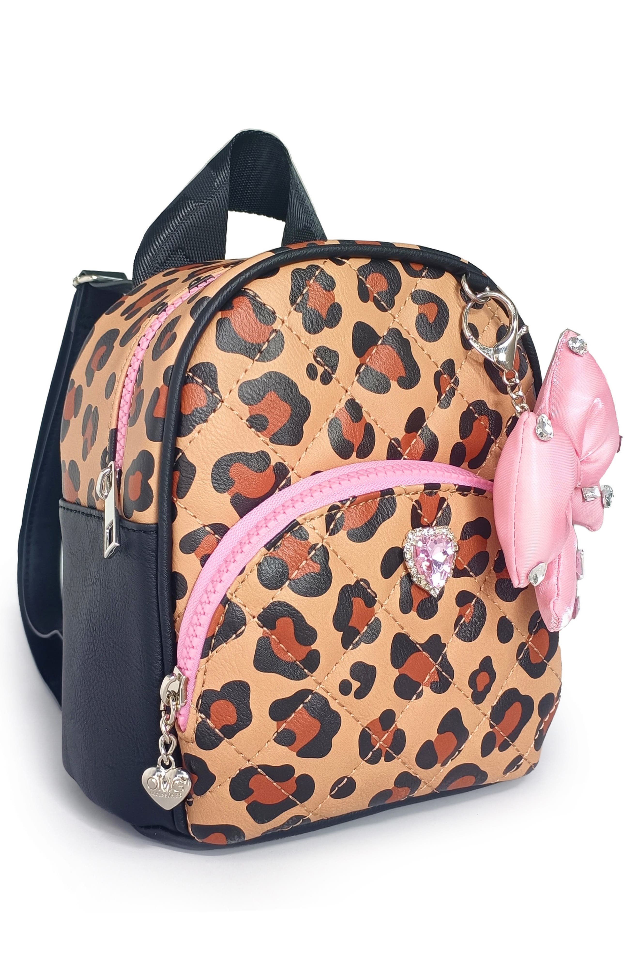 Kids' Leopard Micro Mini Backpack, Alternate, color, BLACK