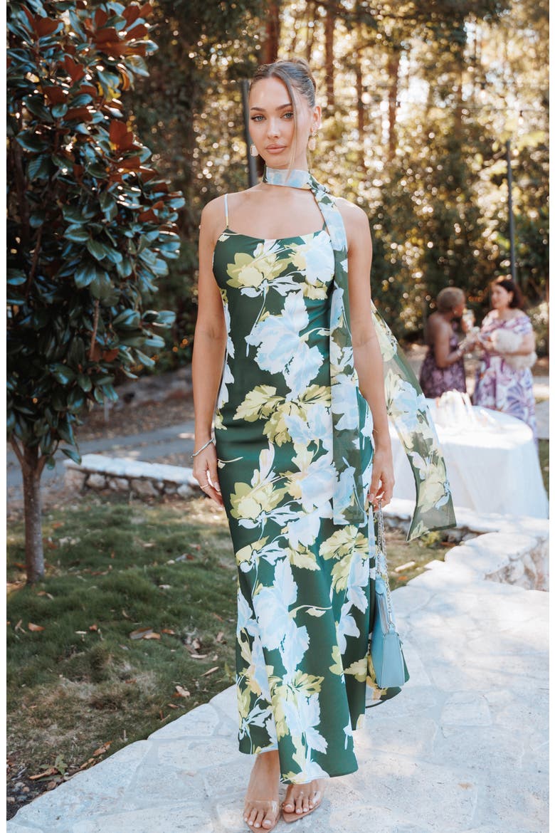 Kinara Floral Maxi Dress, Alternate, color, OLIVE FLORAL