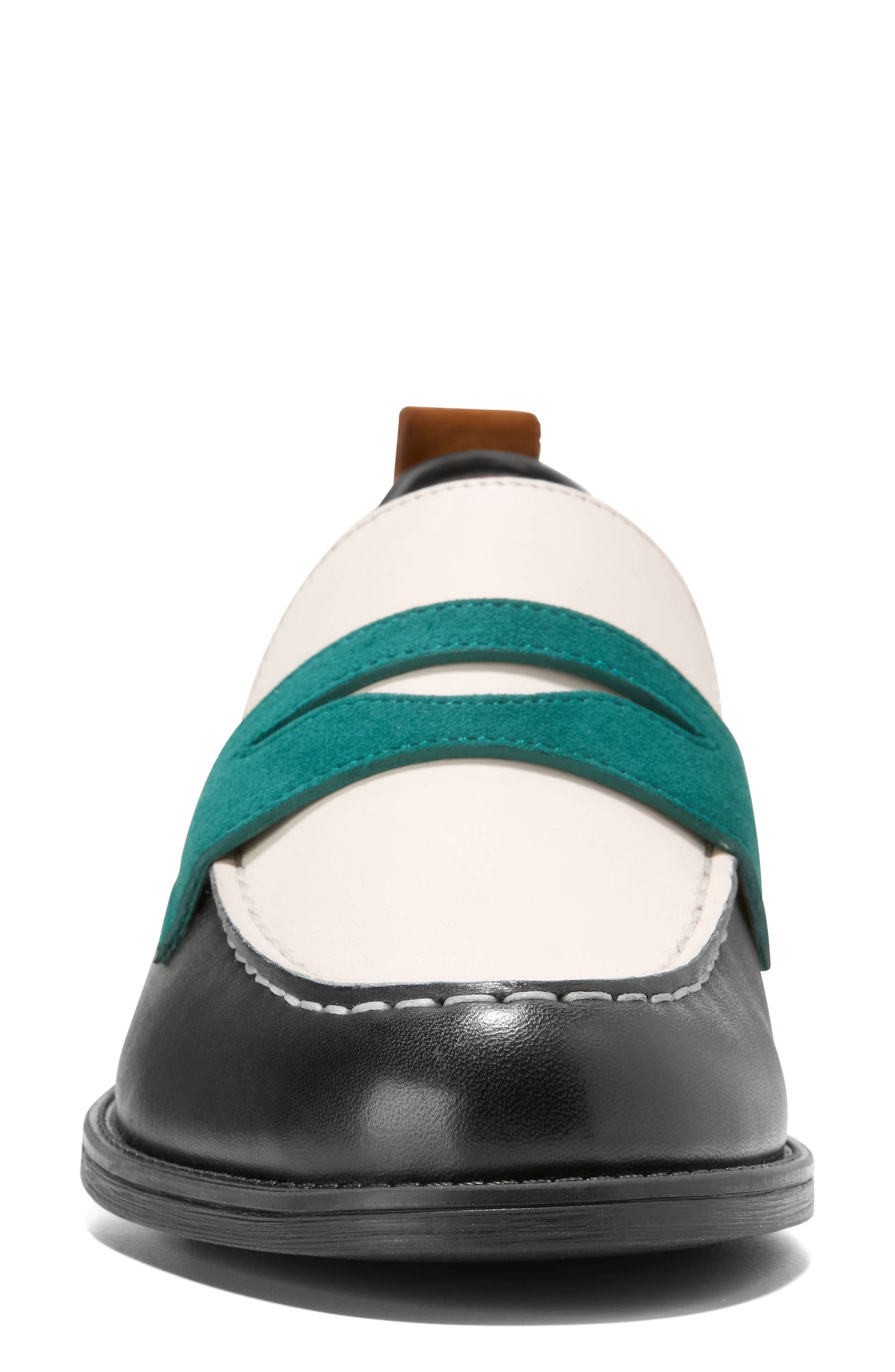 Cole Haan Stassi Penny Loafer, Alternate, color, Black/ Ivory / Rainforest