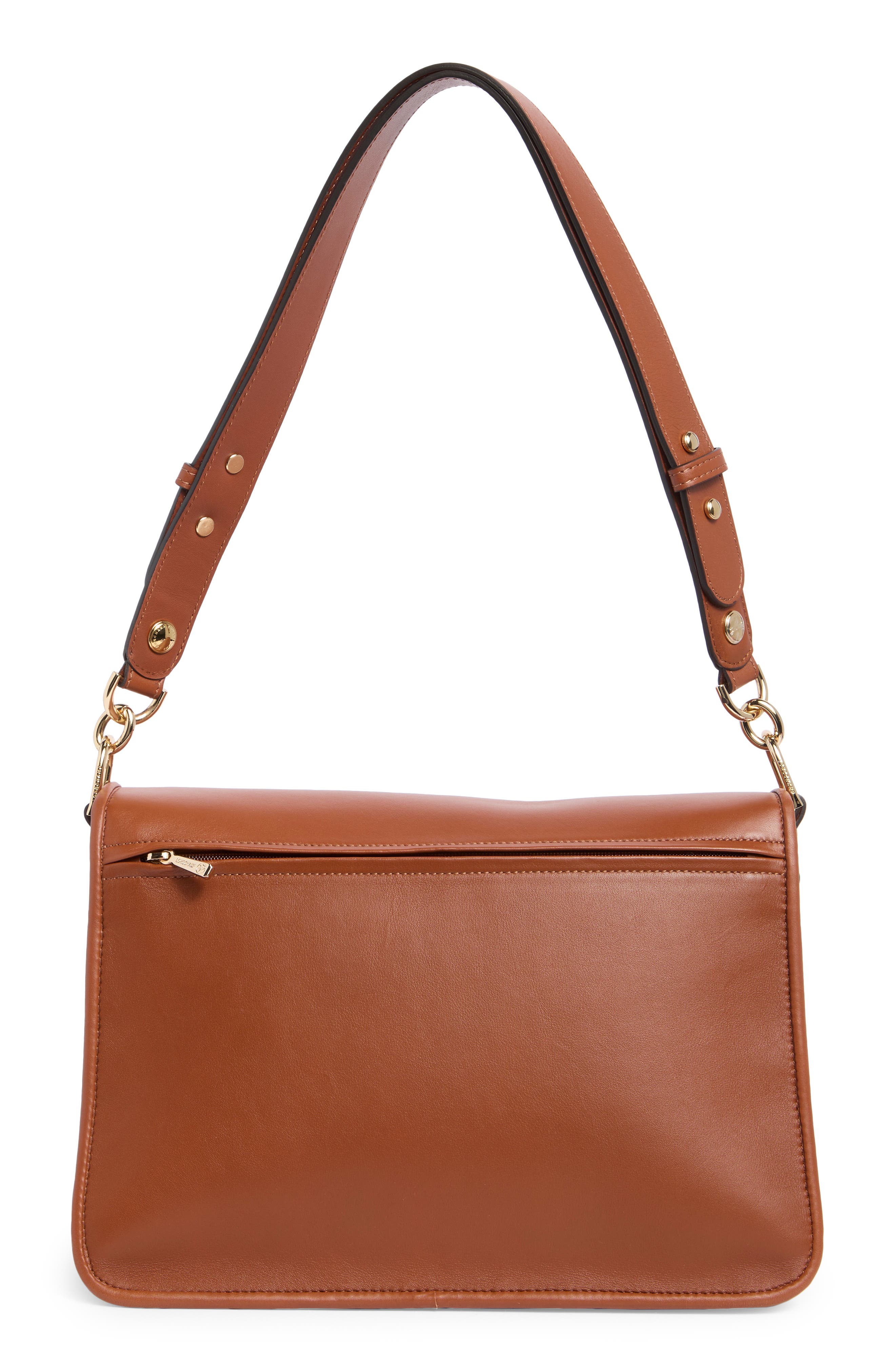 Longchamp Mademoiselle Perforated Shoulder Bag, Alternate, color, Cognac