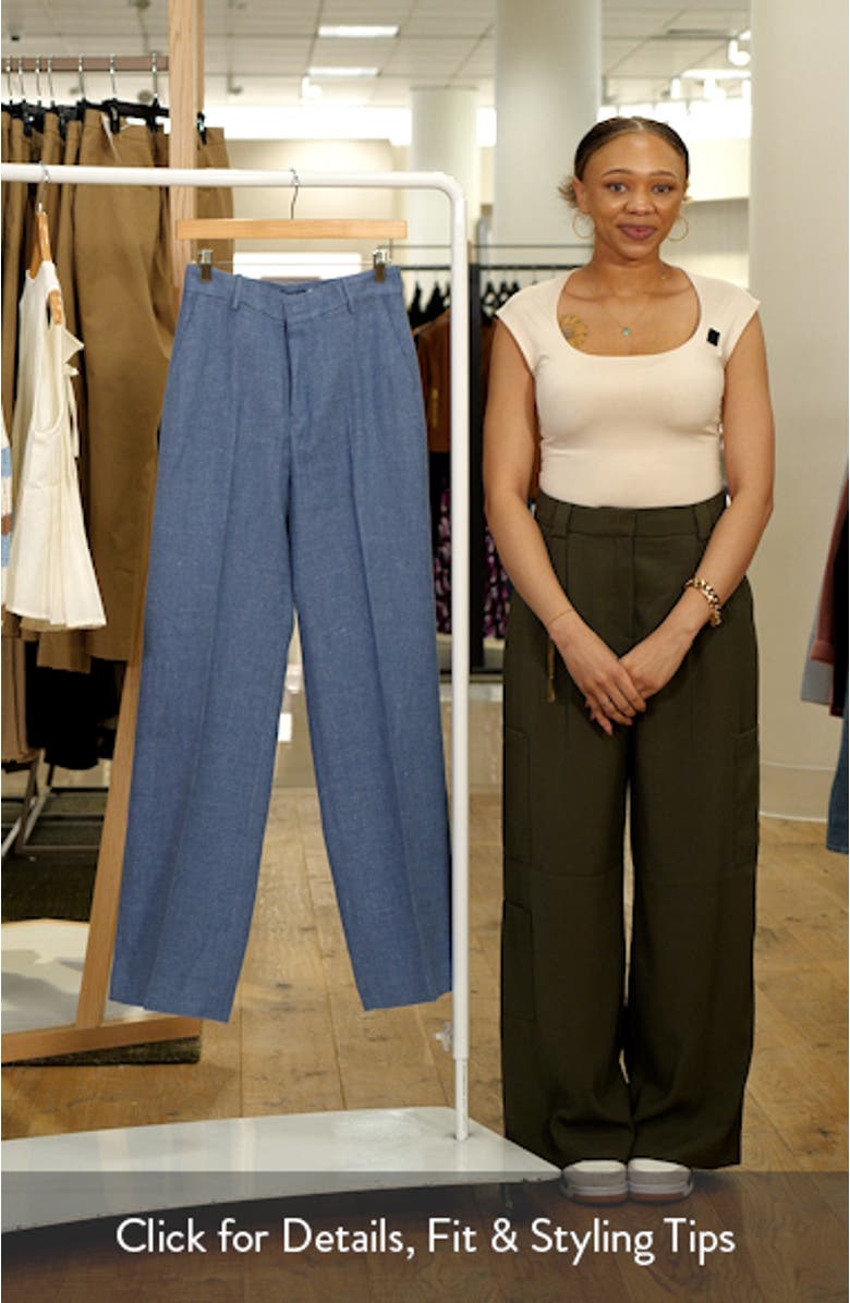 High Waist Wide Leg Linen & Cotton Twill Pants, sales video thumbnail