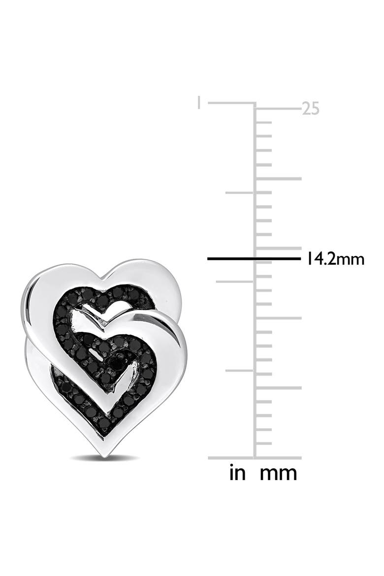 Black Diamond Double Heart Stud Earrings - 0.25ctw, Alternate, color, BLACK