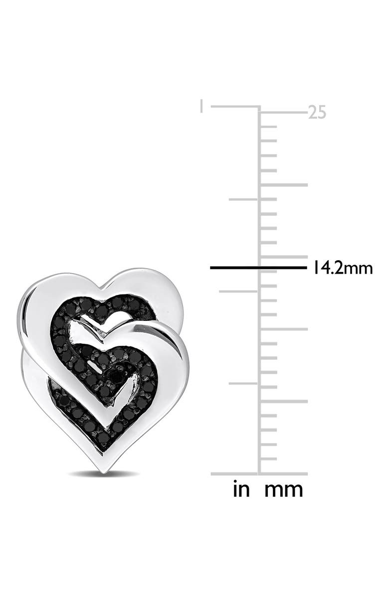 DELMAR Black Diamond Double Heart Stud Earrings - 0.25ctw, Alternate, color, Black
