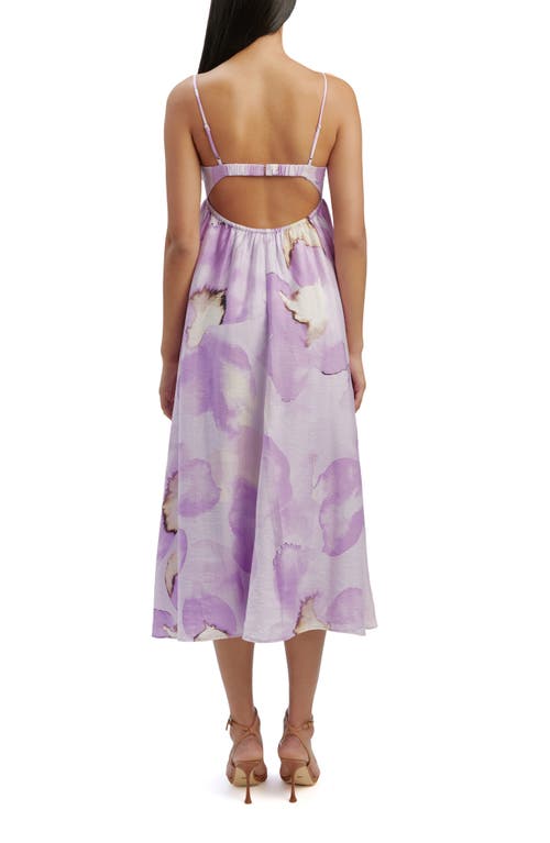 Bardot Lenora Abstract Floral Midi Dress In Lavender Floral