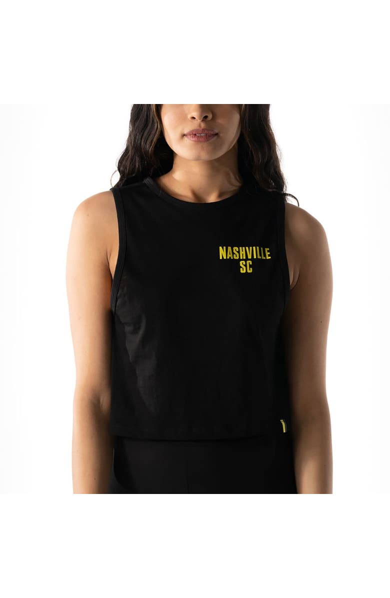 THE WILD COLLECTIVE Women's The Wild Collective Black Nashville SC Crop Muscle Tri-Blend Tank Top, Alternate, color, 