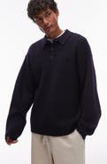 Topman Oversize Long Sleeve Sweater Polo