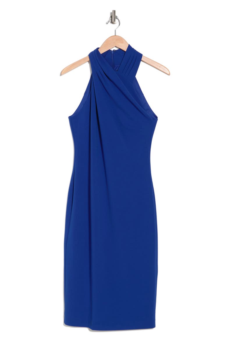 Harland Crossover Halter Midi Dress, Alternate, color, DK BLUE
