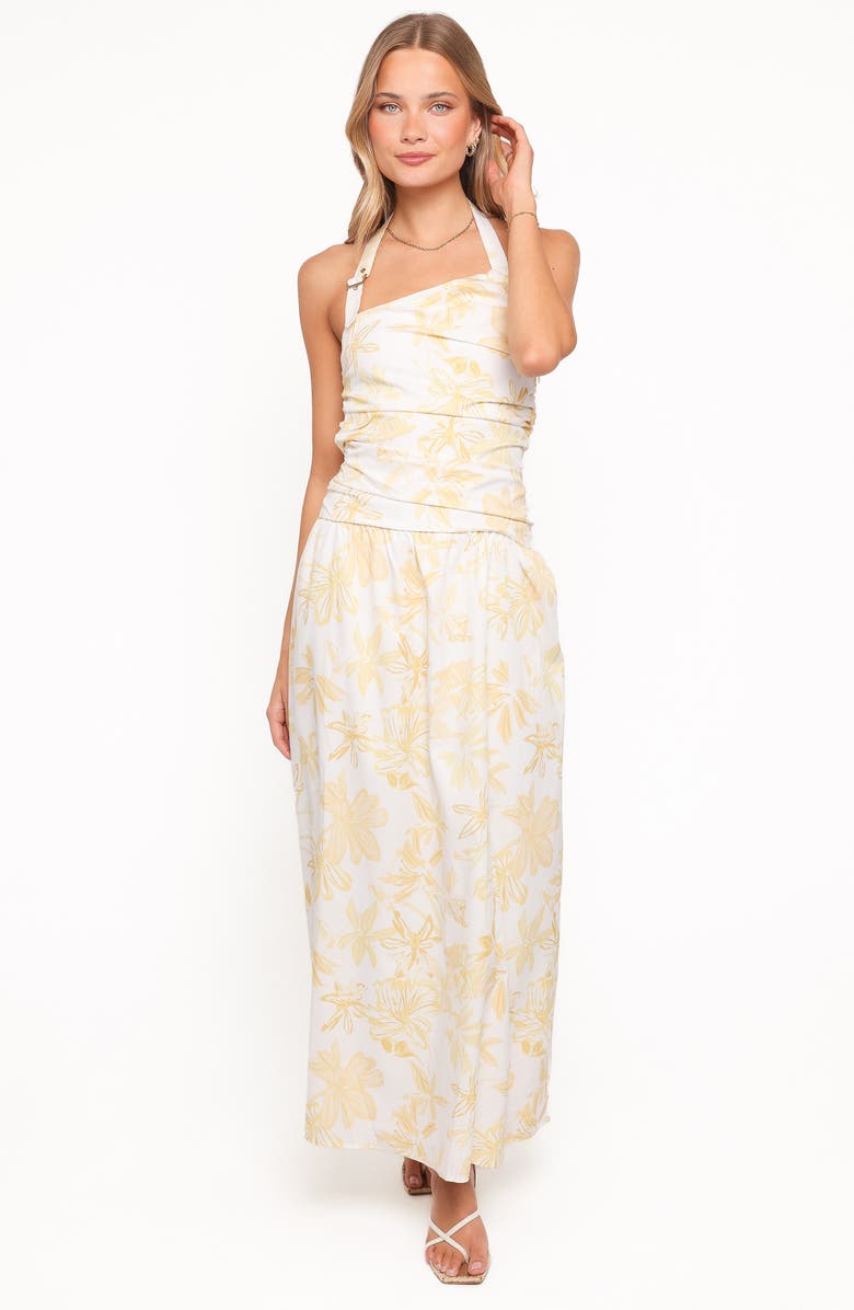 Petal & Pup Jemma Floral Print Halter Maxi Dress, Alternate, color, Yellow Floral