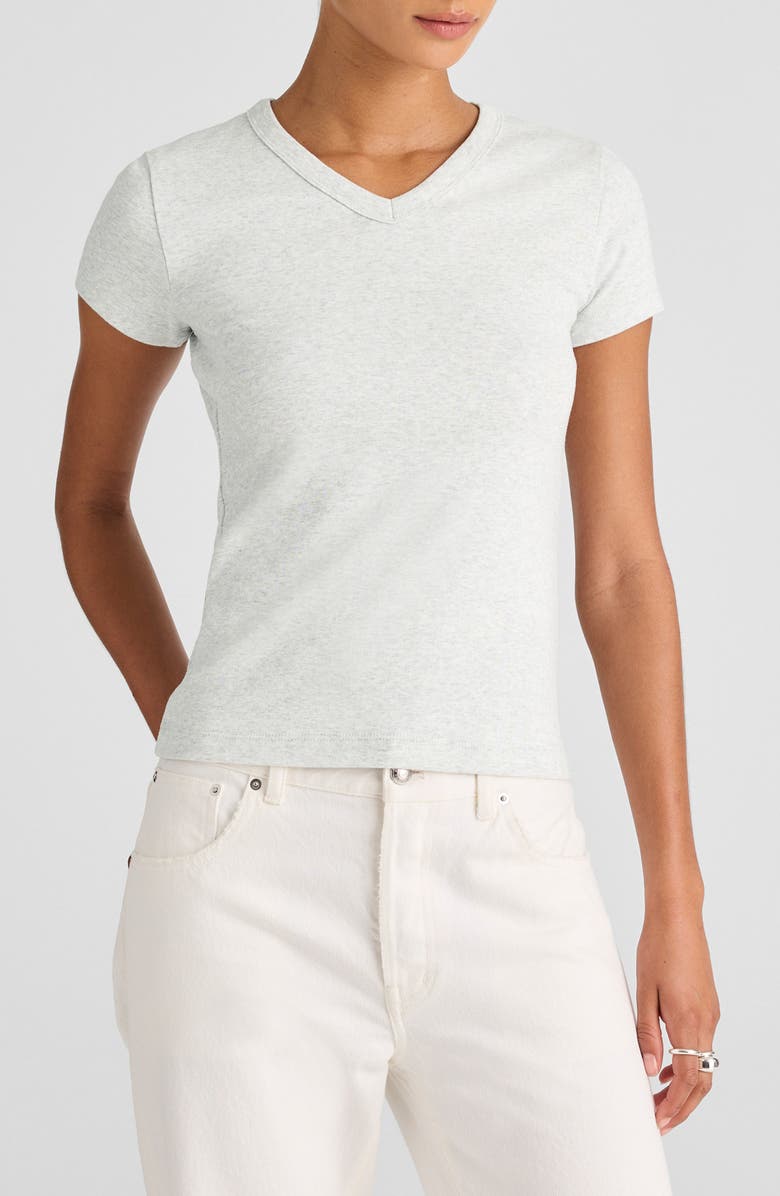 Madewell V-Neck Baby Tee, Main, color, Heather Slate