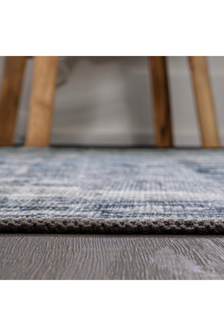 Asa Ornate Medallion Machine-Washable Area Rug, Alternate, color, Blue/Cream