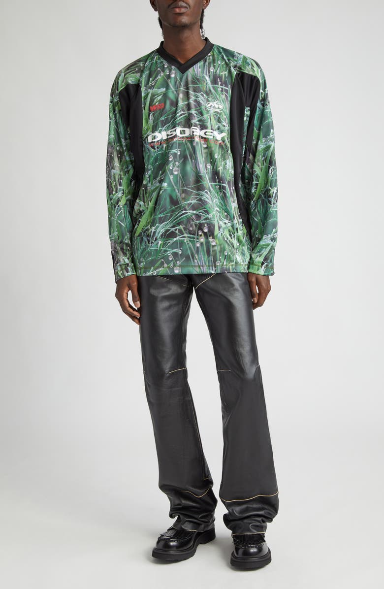 Martine Rose Backstrap Paneled Leather Slim Leg Pants, Alternate, color,