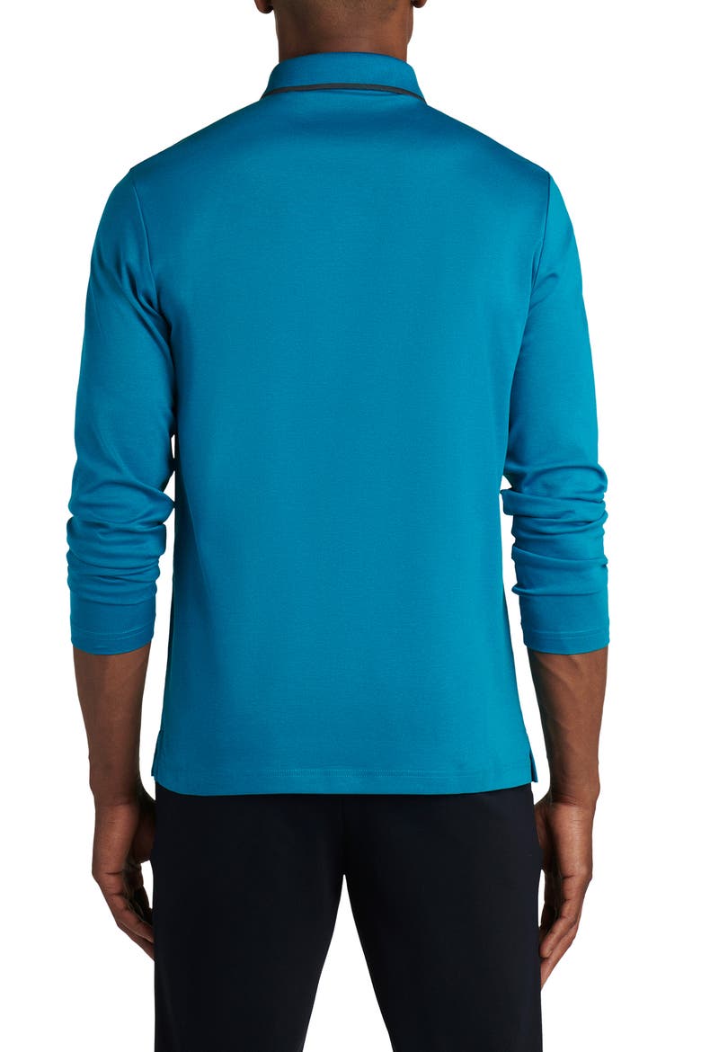 Pima Cotton Long Sleeve Polo Shirt, Alternate, color, TEAL
