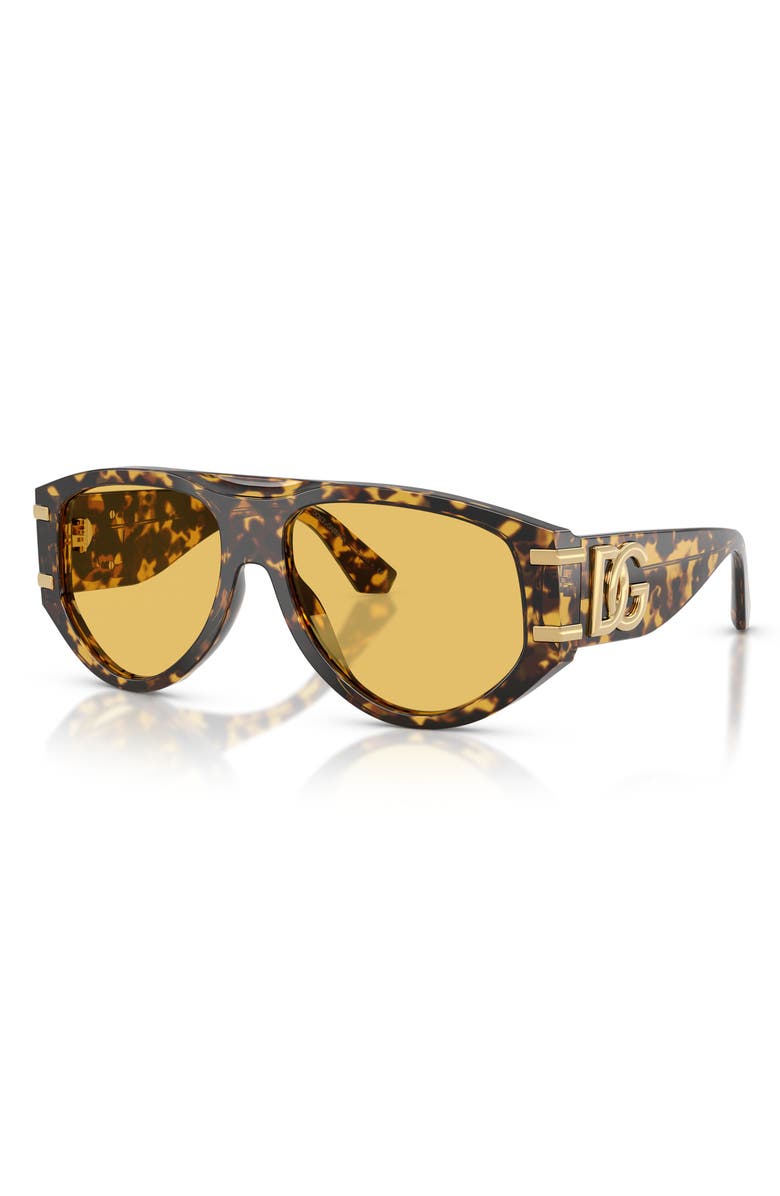 Dolce&Gabbana 56mm Pilot Sunglasses, Alternate, color, Yellow Havana / Yellow