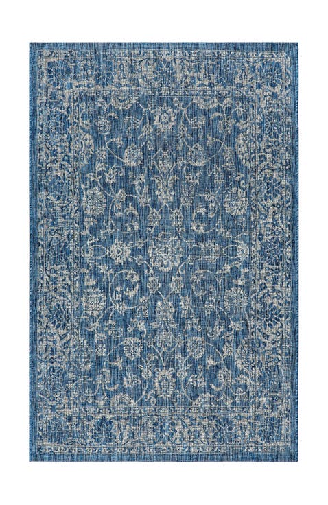 Tela Bohemian Textured Weave Floral Indoor/Outdoor Area Rug