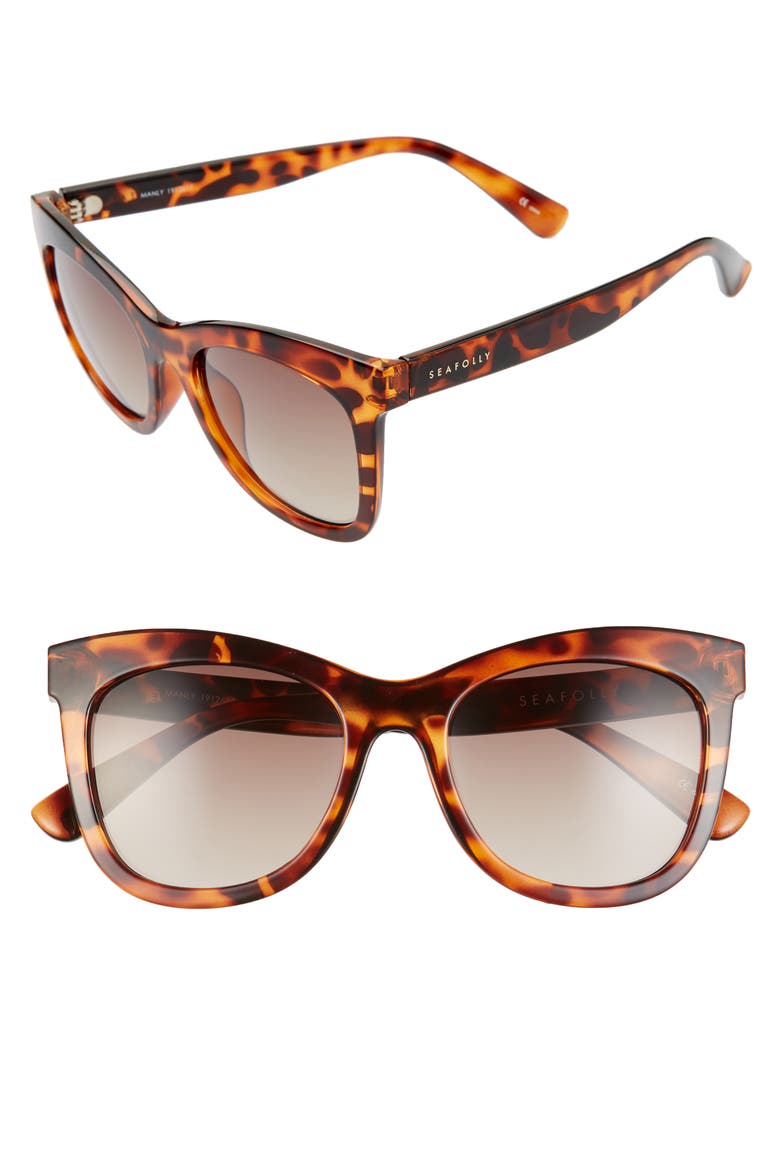 Manly 52mm Cat Eye Sunglasses, Main, color, DARK TORTOISE/ BROWN